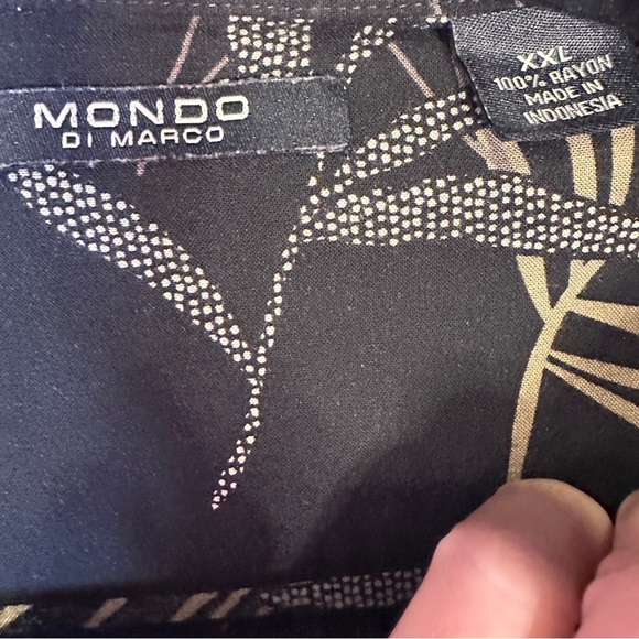 Mens’s Mondo Black Leaf Print Top XXL - Picture 3 of 3